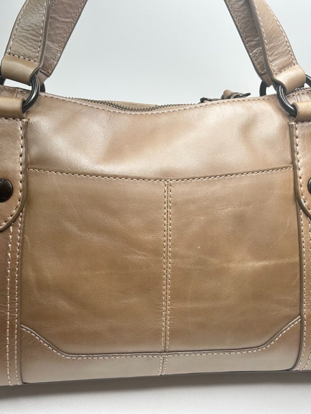 FRYE Melissa Medium Satchel w/ Detachable Crossbody Strap Light Bronze Leather C - Picture 2 of 11